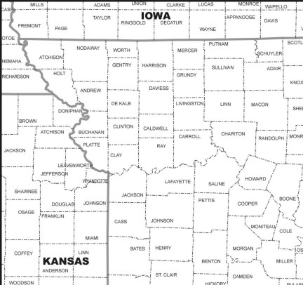 MISSOURI MAP COUNTY OUTLINE download to your computer